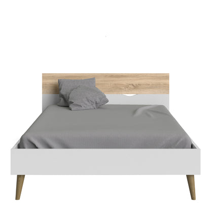 oslo euro double bed (140 x 200) in white and oak