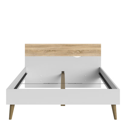 oslo euro double bed (140 x 200) in white and oak