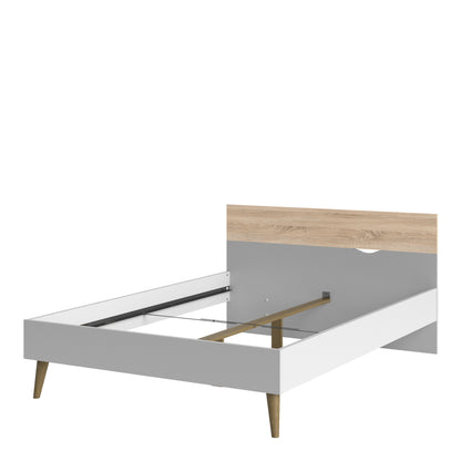 oslo euro double bed (140 x 200) in white and oak