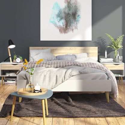 oslo euro double bed (140 x 200) in white and oak