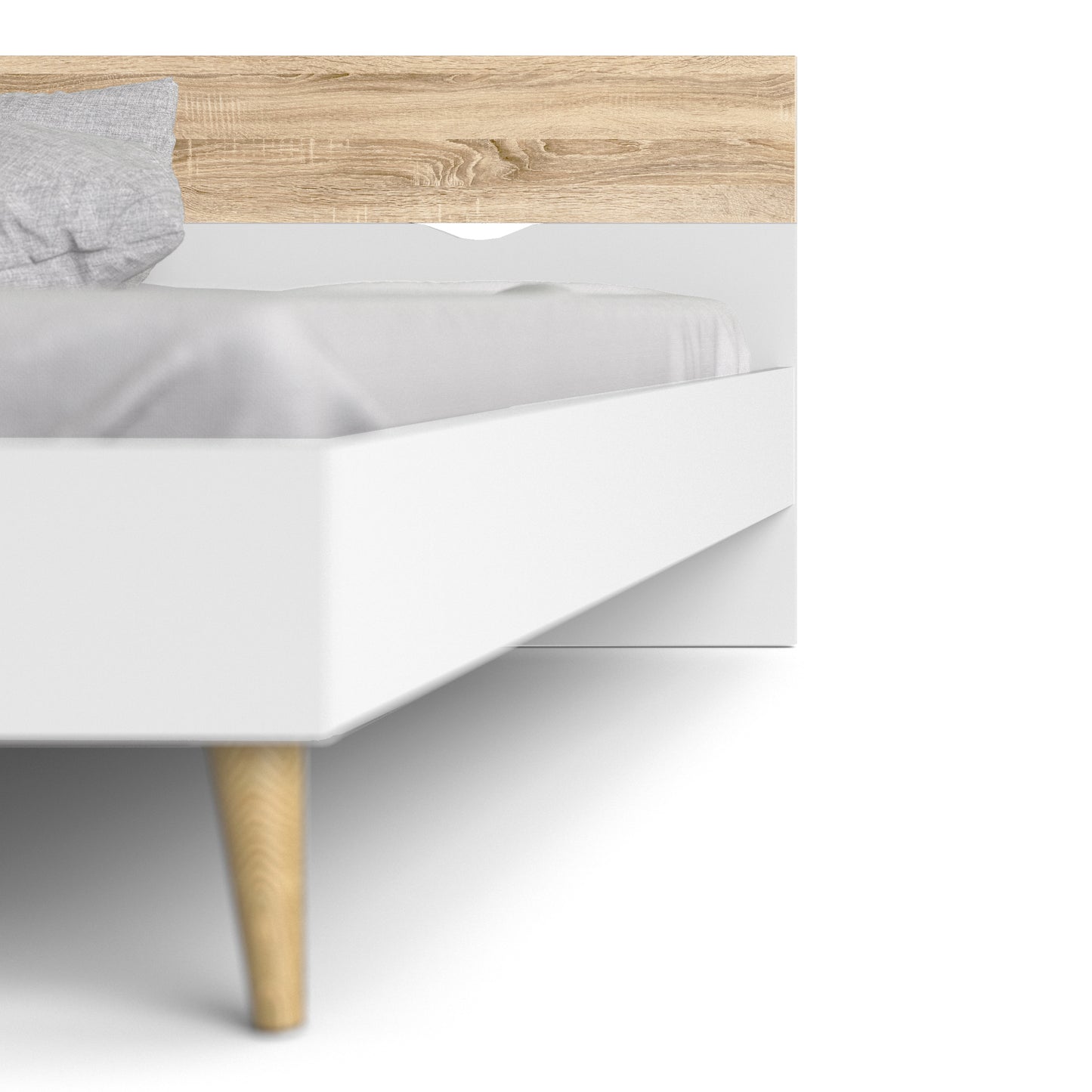 oslo euro double bed (140 x 200) in white and oak