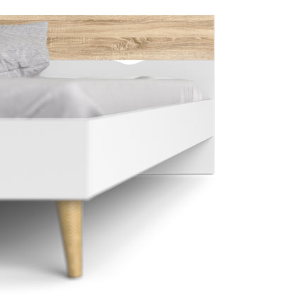 oslo euro double bed (140 x 200) in white and oak