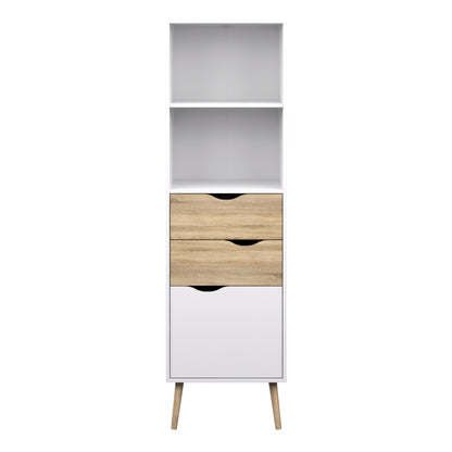 oslo bookcase 2 drawers 1 door in white and oak