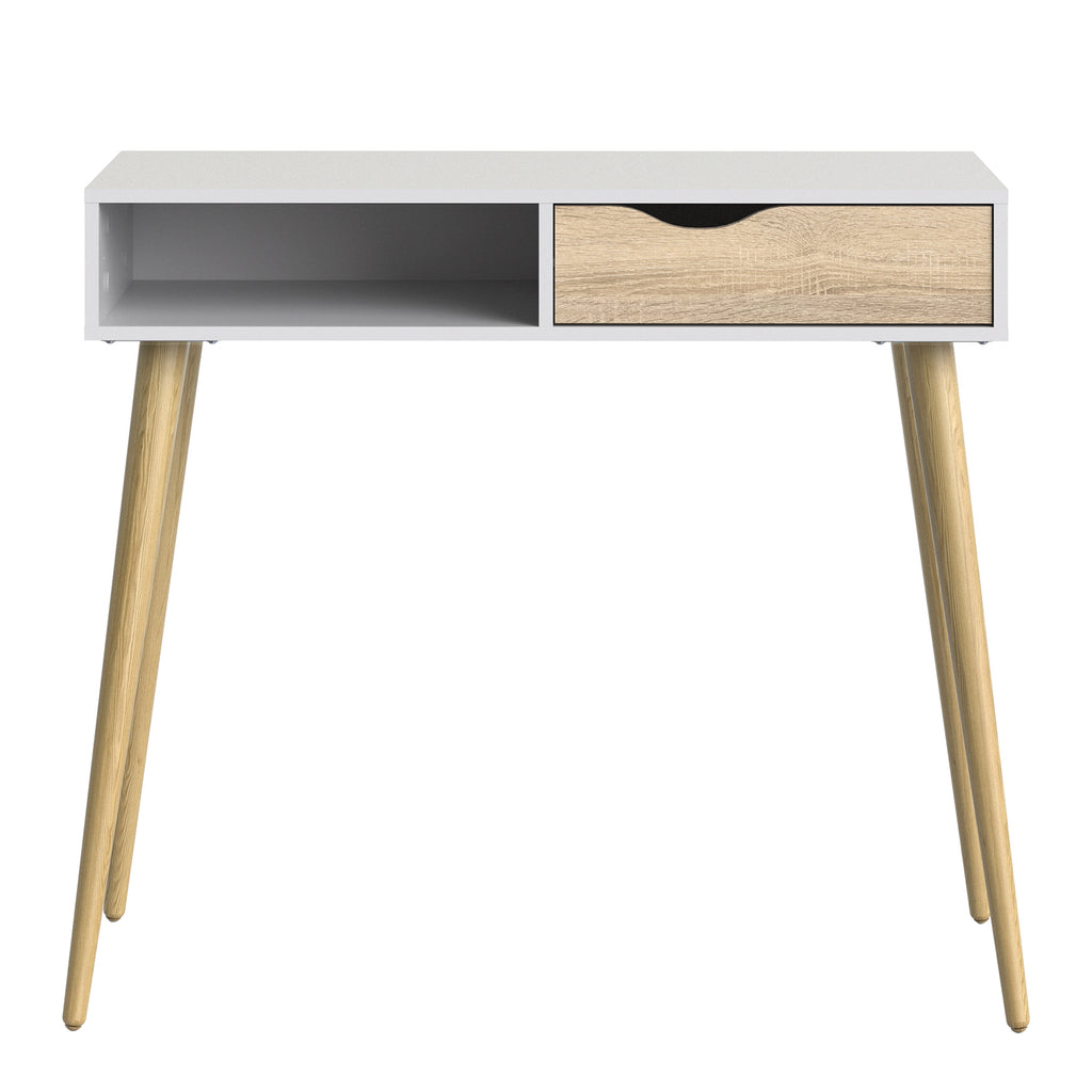Oslo console table 1 drawer 1 shelf in white and oak