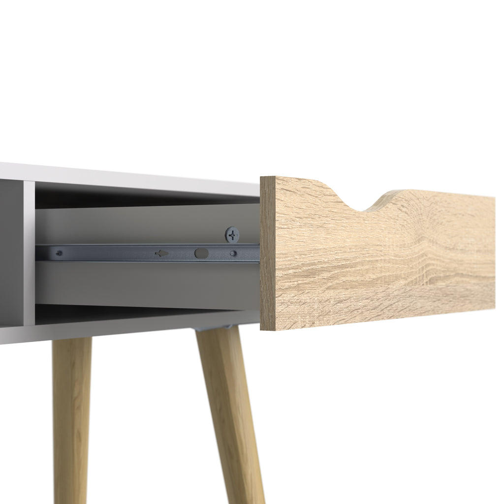 Oslo console table 1 drawer 1 shelf in white and oak