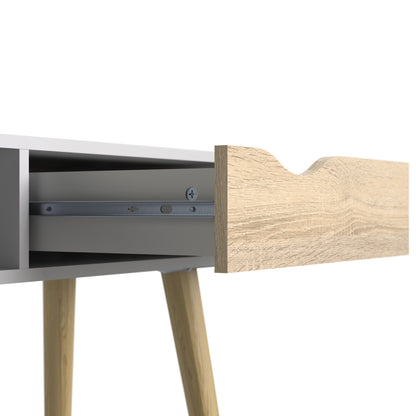 oslo console table 1 drawer 1 shelf in white and oak