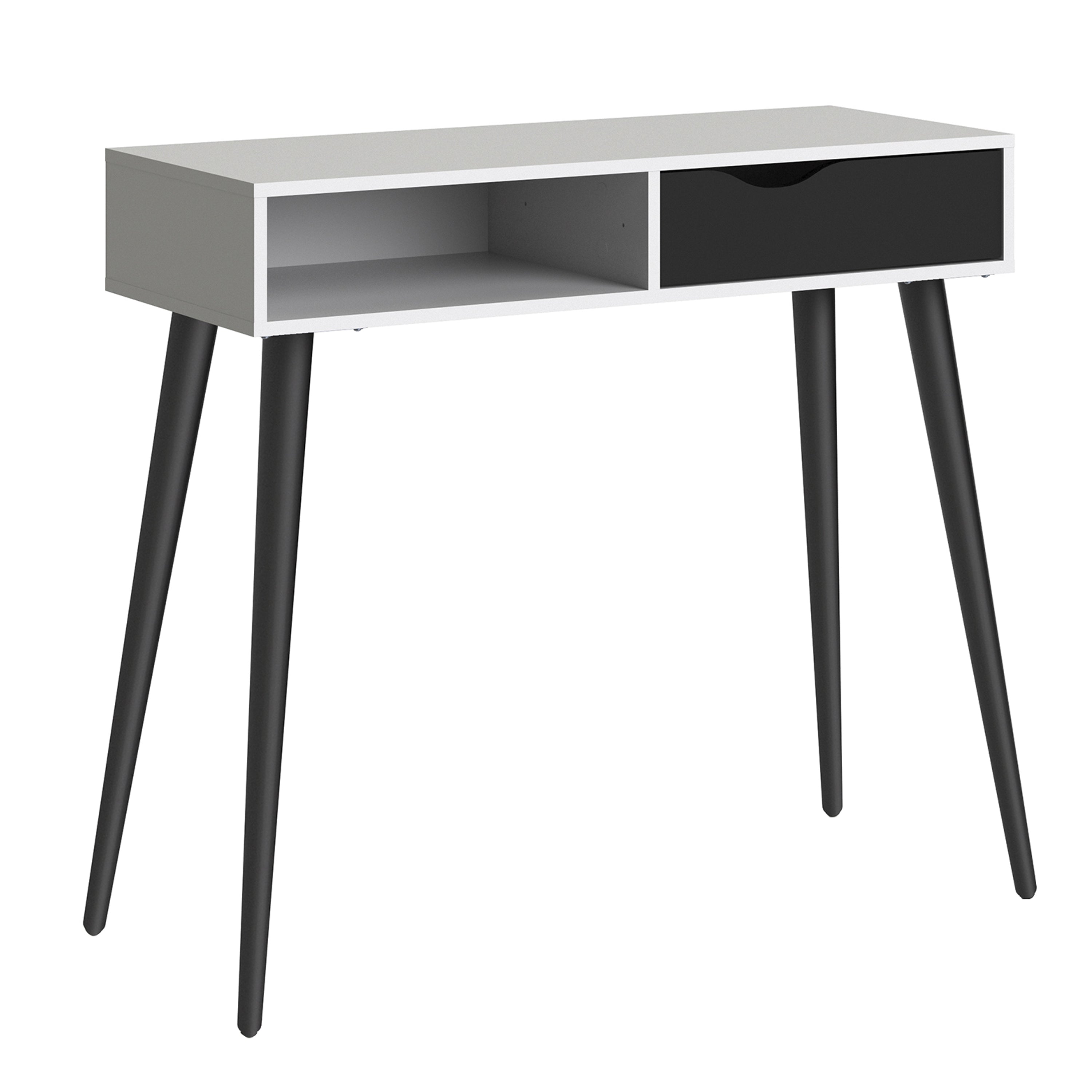 Oslo console table 1 drawer 1 shelf in white and black matt