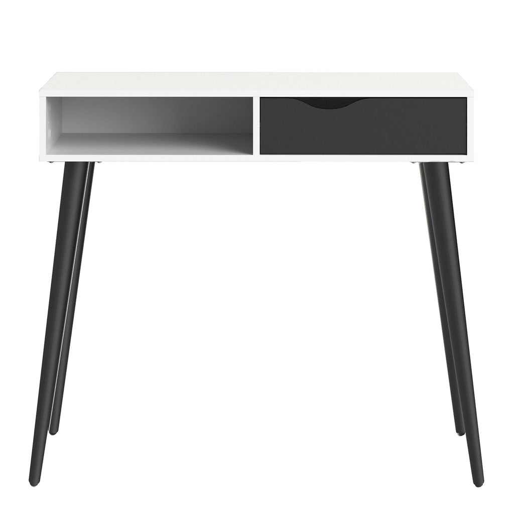 Oslo console table 1 drawer 1 shelf in white and black matt