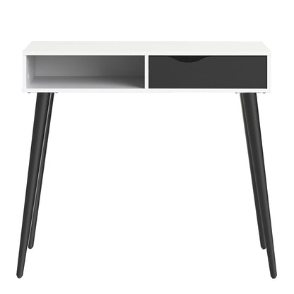oslo console table 1 drawer 1 shelf in white and black matt
