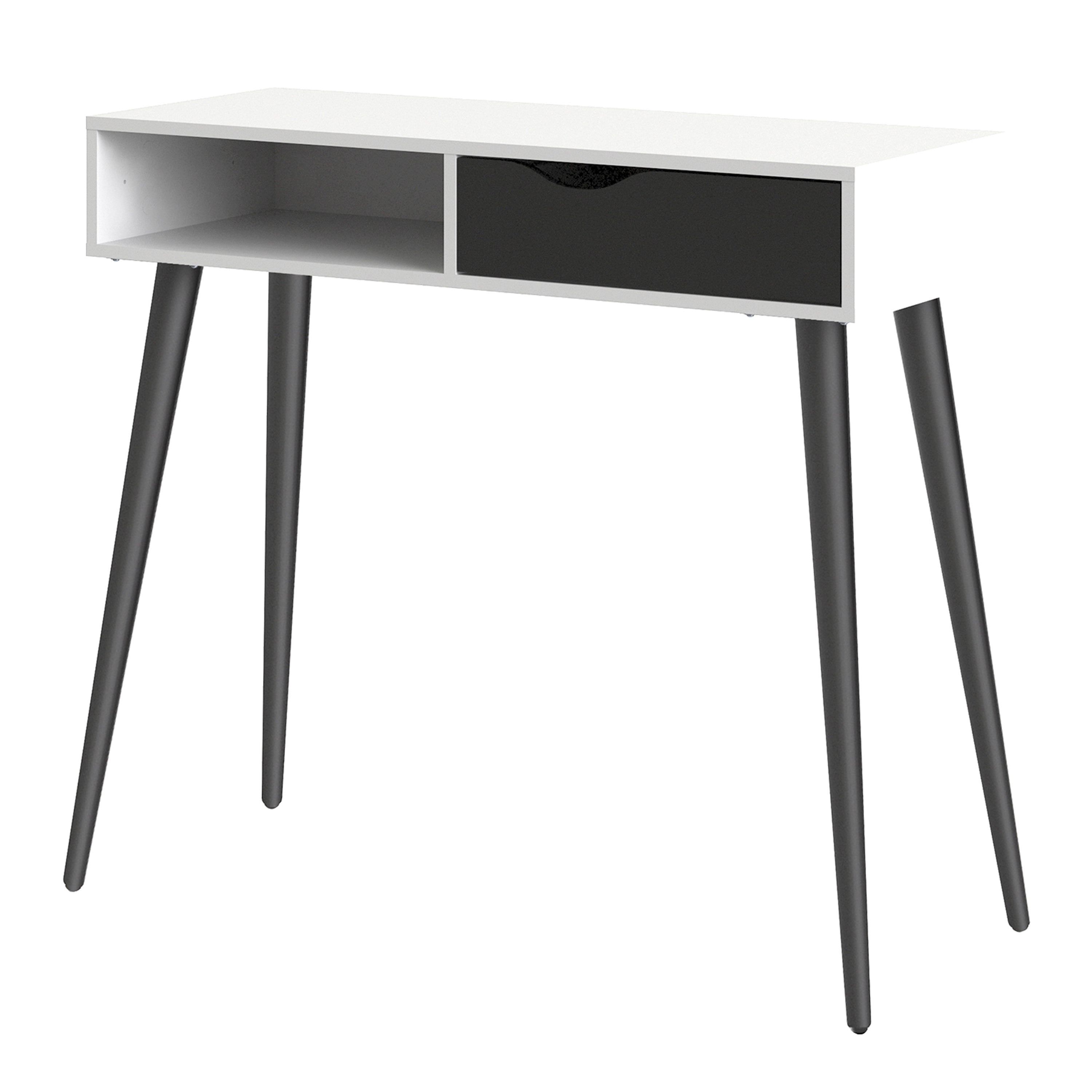 Oslo console table 1 drawer 1 shelf in white and black matt