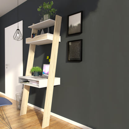 oslo leaning desk in white and oak