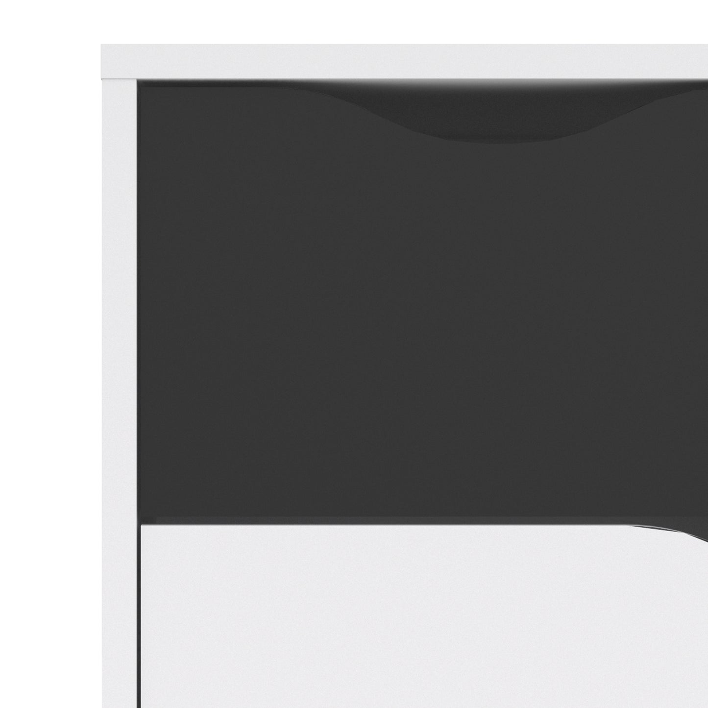 oslo tv unit wide 2 drawers 4 shelves in white and black matt