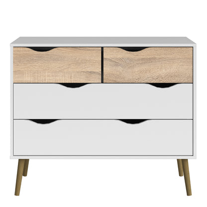 oslo chest of 4 drawers in white and oak