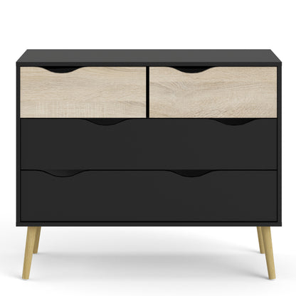 oslo chest of 4 drawers in black and oak