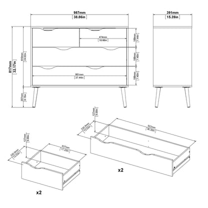 oslo chest of 4 drawers in black and oak