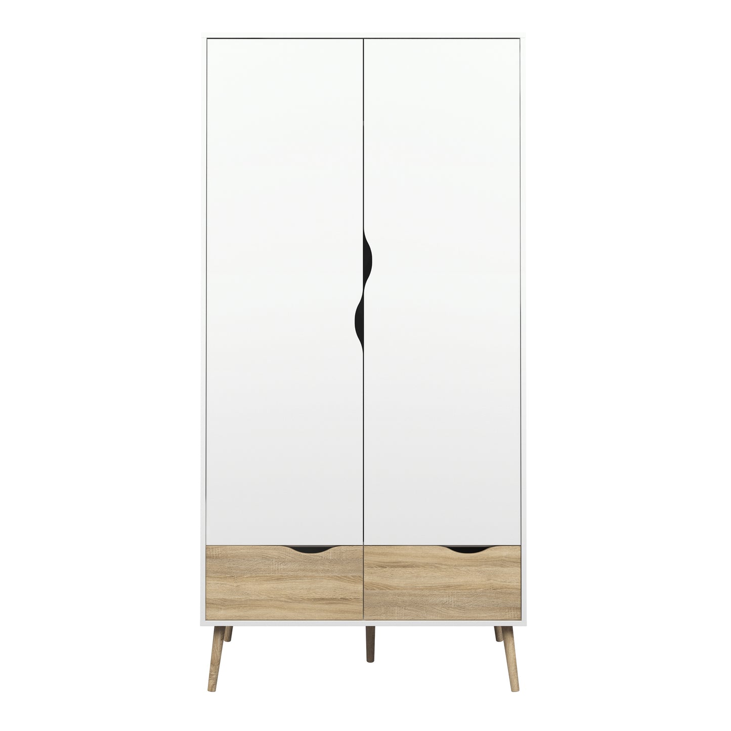 oslo wardrobe 2 doors 2 drawers in white and oak