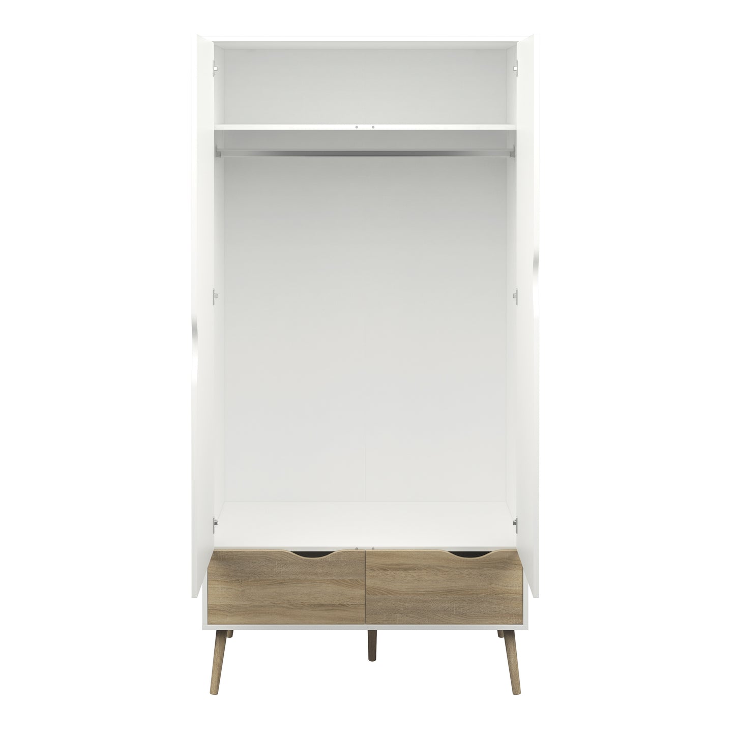 oslo wardrobe 2 doors 2 drawers in white and oak