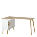 Oslo desk 2 drawer in white and oak