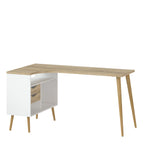 Oslo desk 2 drawer in white and oak