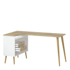 Oslo desk 2 drawer in white and oak
