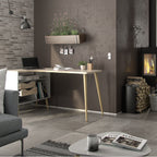 Oslo desk 2 drawer in white and oak