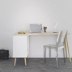 Oslo desk 2 drawer in white and oak