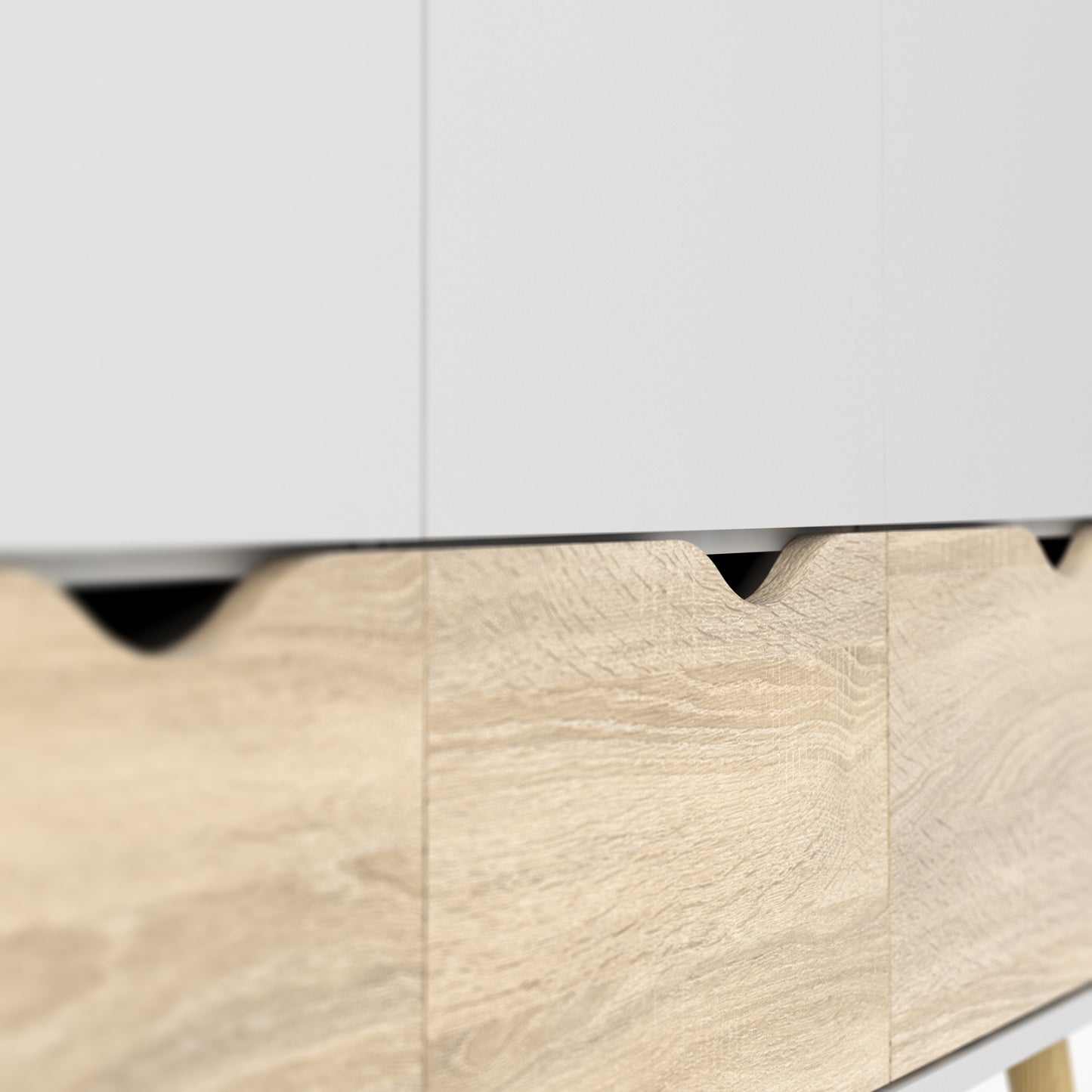 oslo wardrobe 3 doors 3 drawers in white and oak