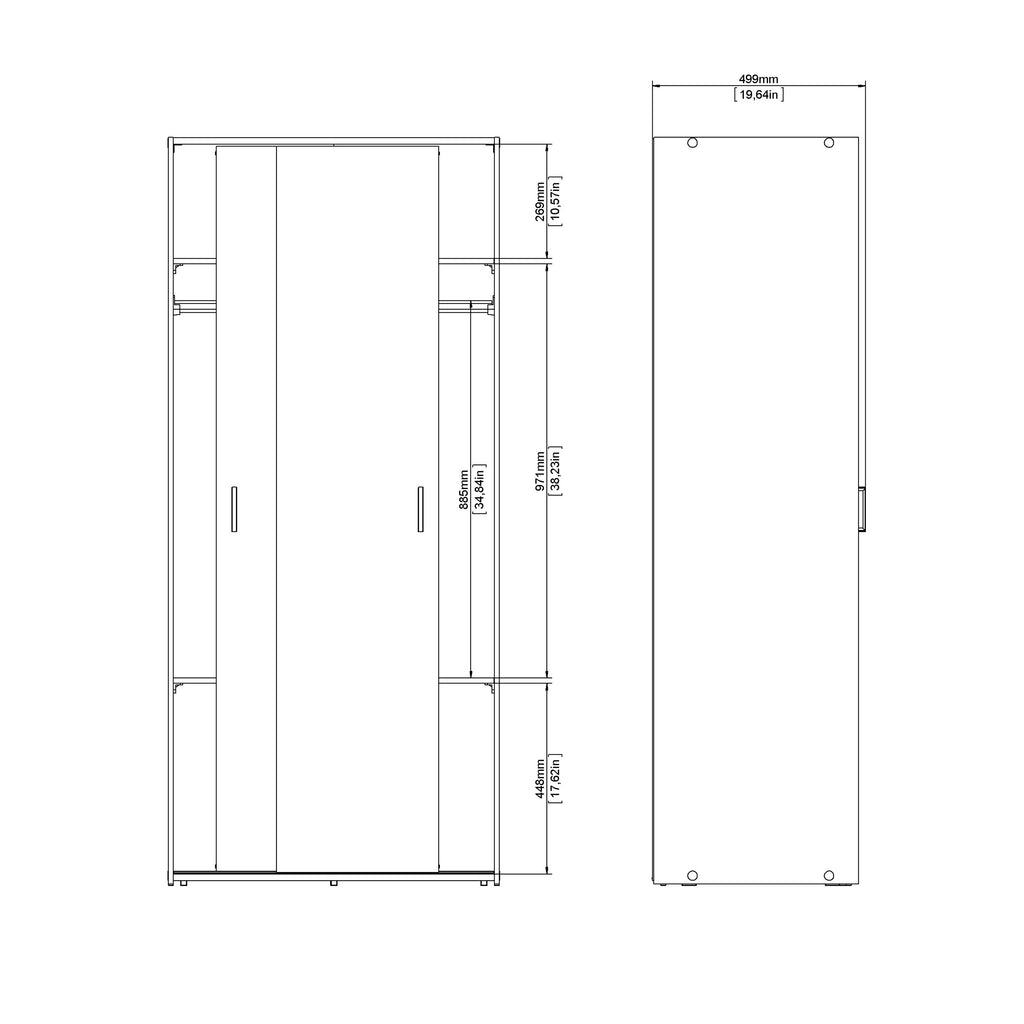 Space wardrobe with 2 sliding doors - White