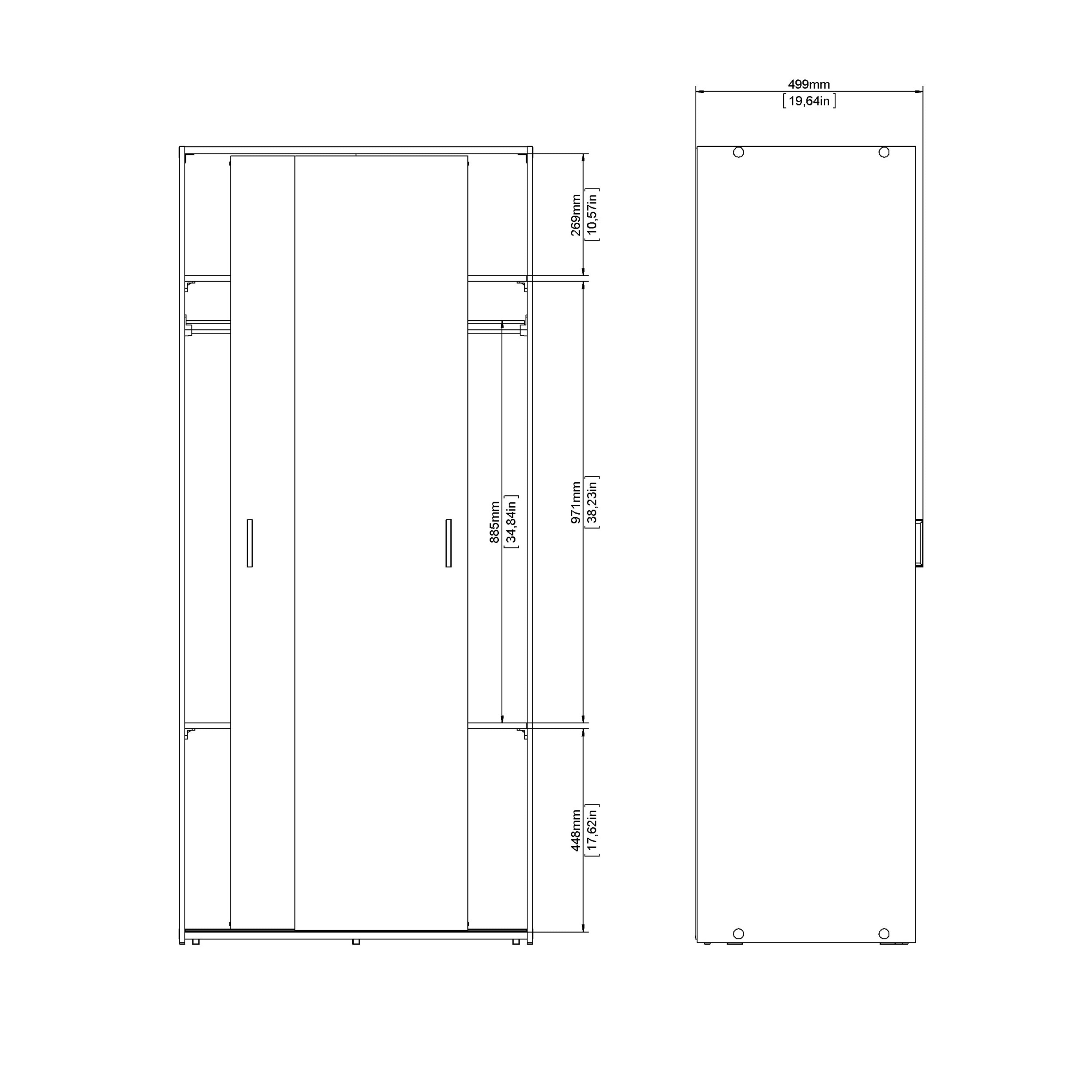 Space wardrobe with 2 sliding doors - White