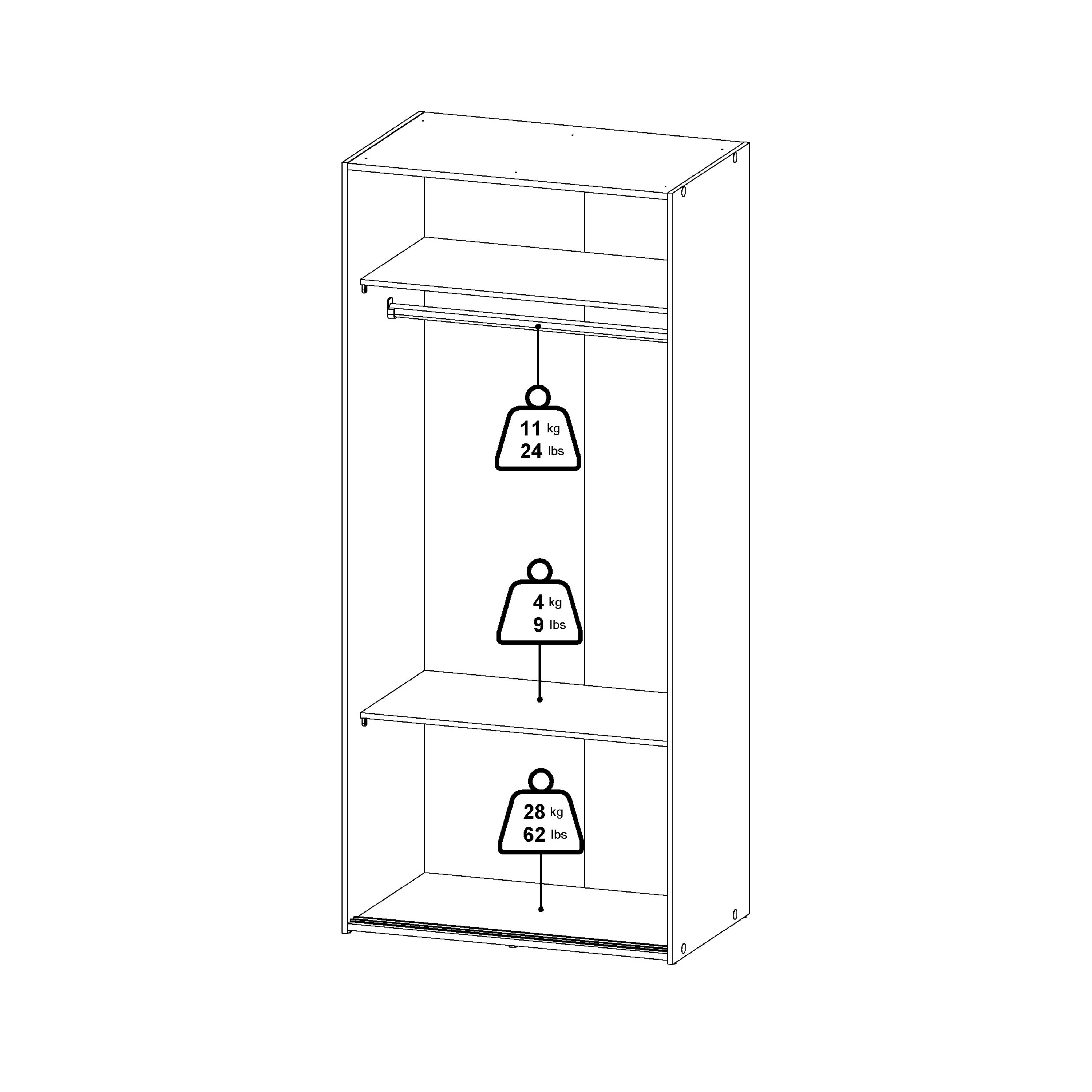 Space wardrobe with 2 sliding doors - White