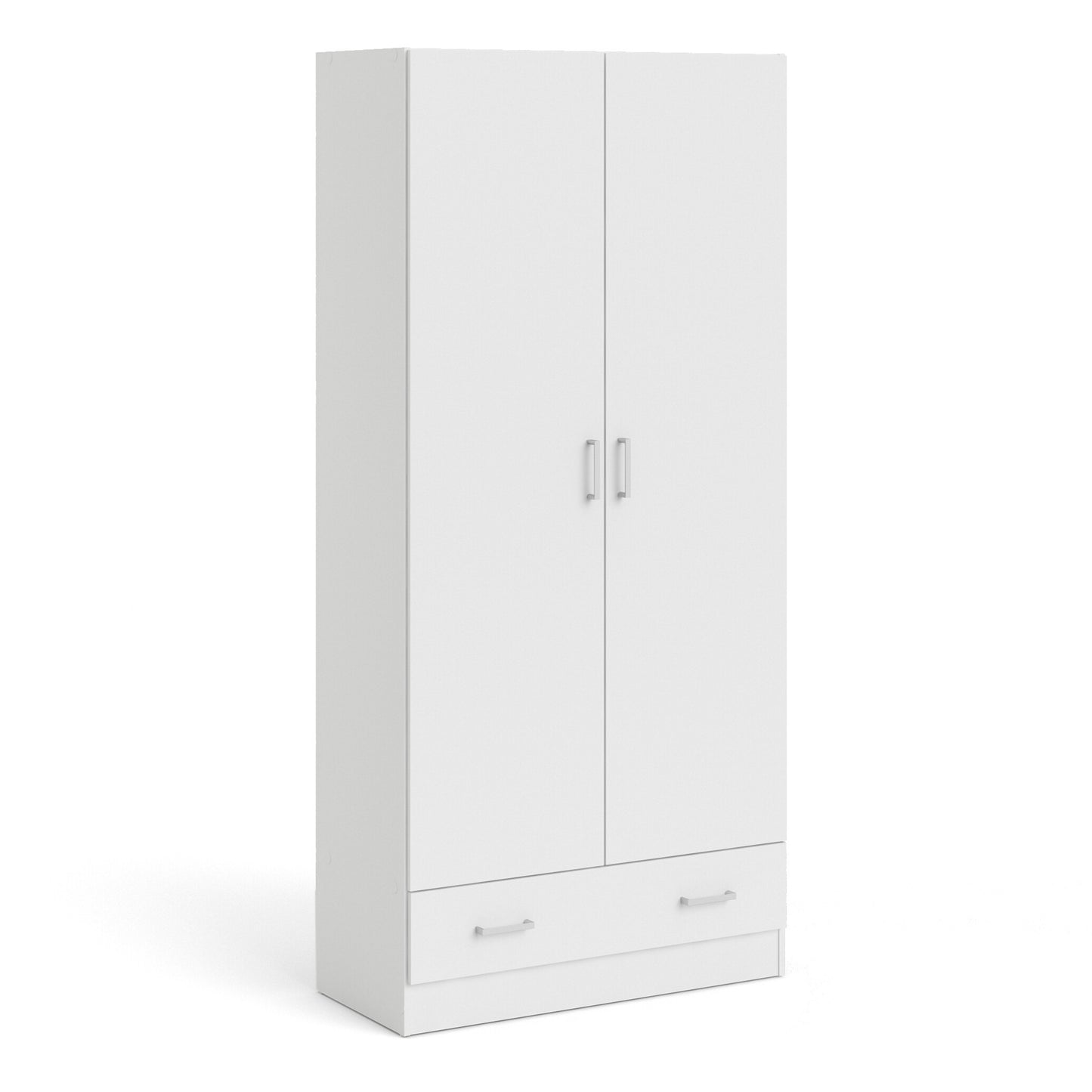 space wardrobe with 2 doors + 1 drawer in white 1750
