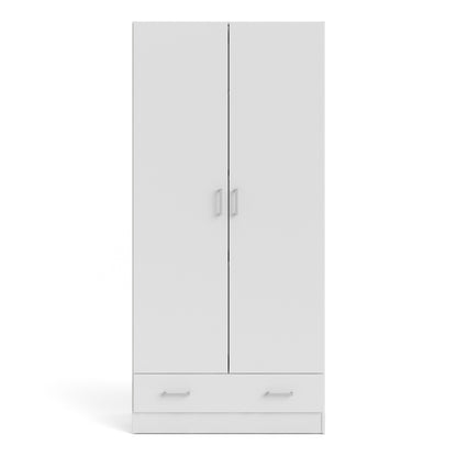 space wardrobe with 2 doors + 1 drawer in white 1750