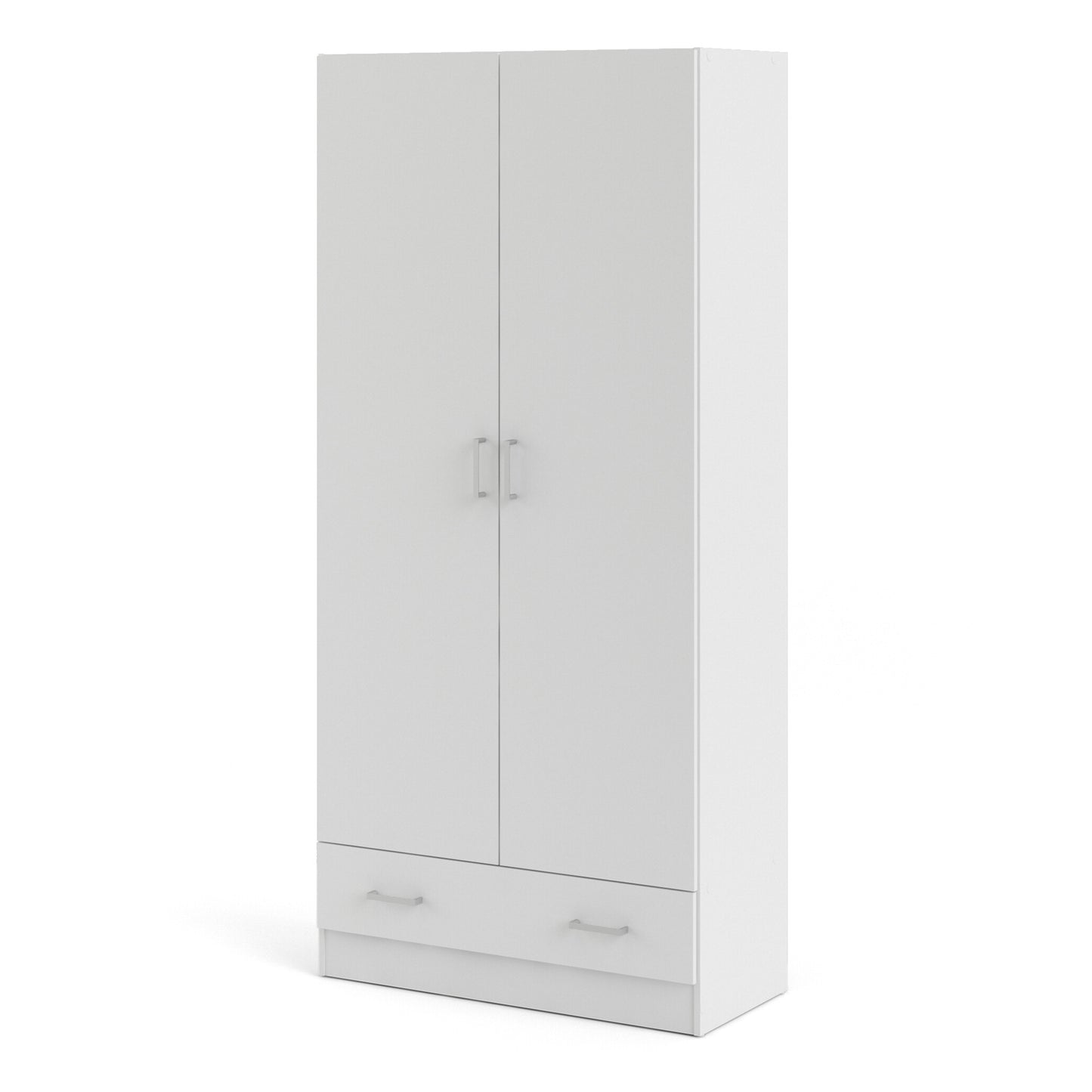space wardrobe with 2 doors + 1 drawer in white 1750