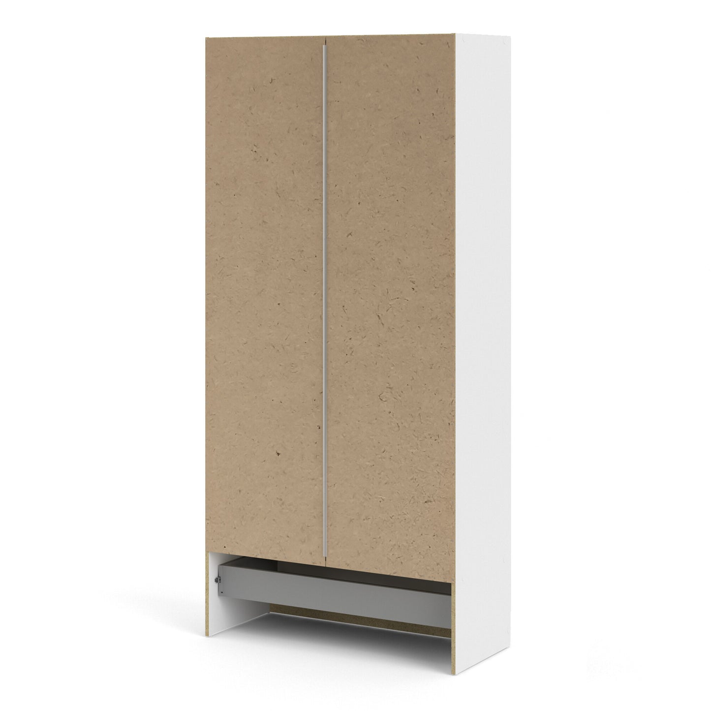 space wardrobe with 2 doors + 1 drawer in white 1750