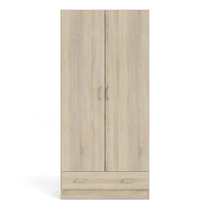 space wardrobe with 2 doors + 1 drawer in oak 1750