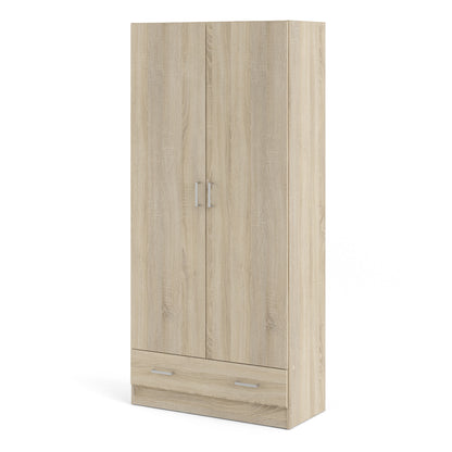 space wardrobe with 2 doors + 1 drawer in oak 1750