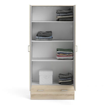 space wardrobe with 2 doors + 1 drawer in oak 1750