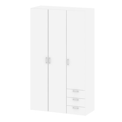 space wardrobe 3 doors 3 drawers in white 2000