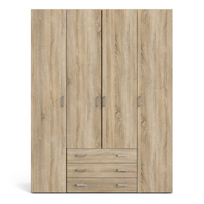 space wardrobe 4 doors 3 drawers in oak 2000