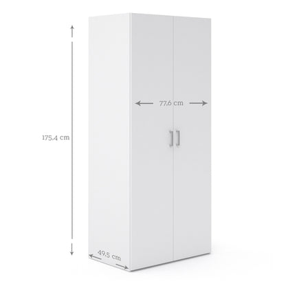 space wardrobe 2 doors white 1750