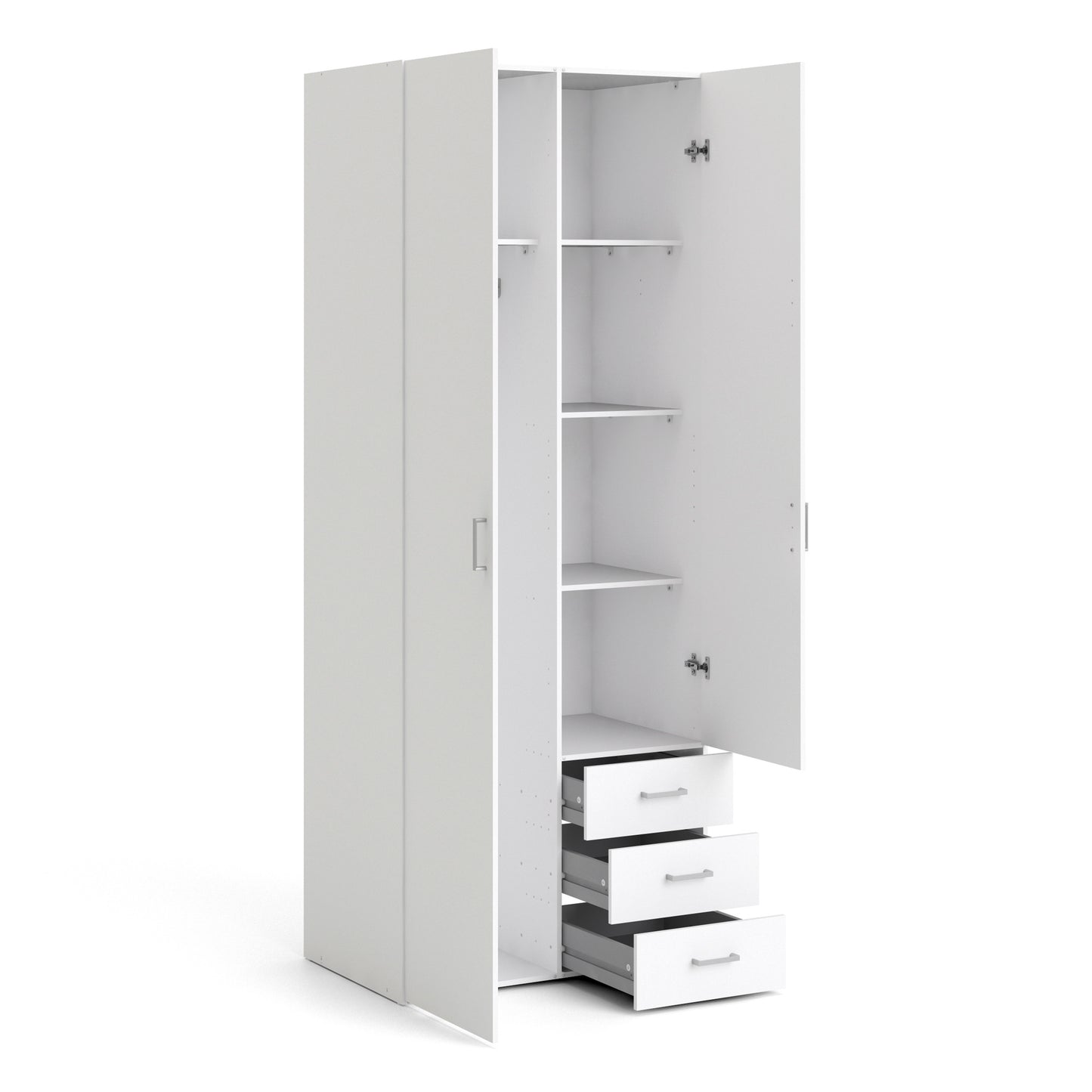 space wardrobe 2 doors 3 drawers in white 2000