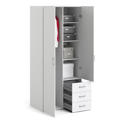 space wardrobe 2 doors 3 drawers white 1750
