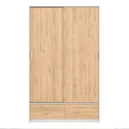 line wardrobe with 2 doors 2 drawers in white and jackson hickory oak