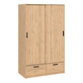 Line Wardrobe with 2 Sliding Doors 2 Drawers in Jackson Hickory Oak