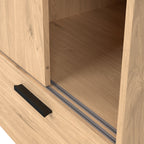 Line Wardrobe with 2 Sliding Doors 2 Drawers in Jackson Hickory Oak