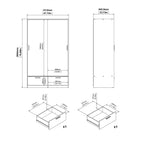 Line Wardrobe with 2 Sliding Doors 2 Drawers in Jackson Hickory Oak