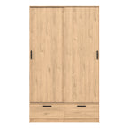 Line Wardrobe with 2 Sliding Doors 2 Drawers in Jackson Hickory Oak