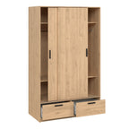 Line Wardrobe with 2 Sliding Doors 2 Drawers in Jackson Hickory Oak
