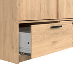 Line Wardrobe with 2 Sliding Doors 2 Drawers in Jackson Hickory Oak