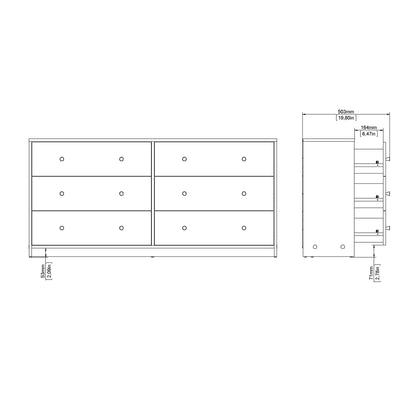 may chest of 6 drawers (3+3) in white